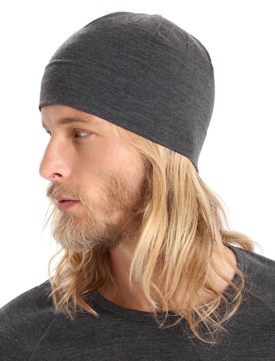 Czapki Icebreaker Unisex Merino Chase Beanie Męskie Czarne Szare | PL 1849MQZA